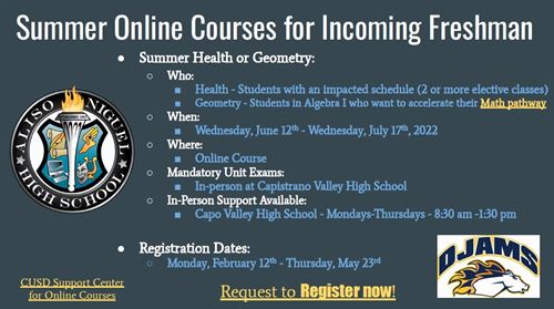 High School Online Summer Course Announcement